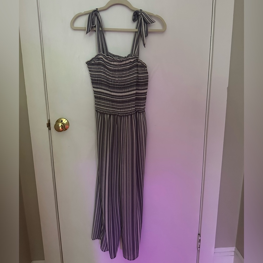 Eyeshadow Black and White Striped Jumpsuit